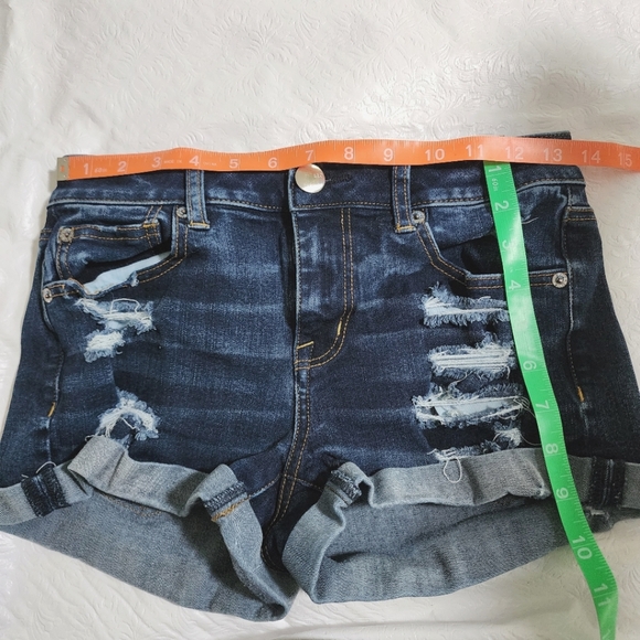 American Eagle Outfitters Denim Hi Rise Shortie Distressed Women's Size 4 Shorts - Picture 8 of 10